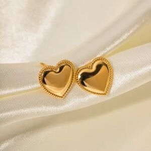 18K Gold Plated Heart Stud Earrings